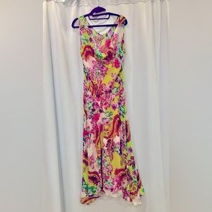 Silk Floral Dress and Sash/Headwrap/Wrap